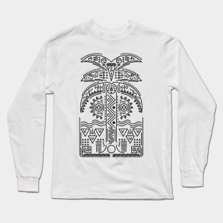 Abstract Palm tree Lines and Shapes Long Sleeve T-Shirt